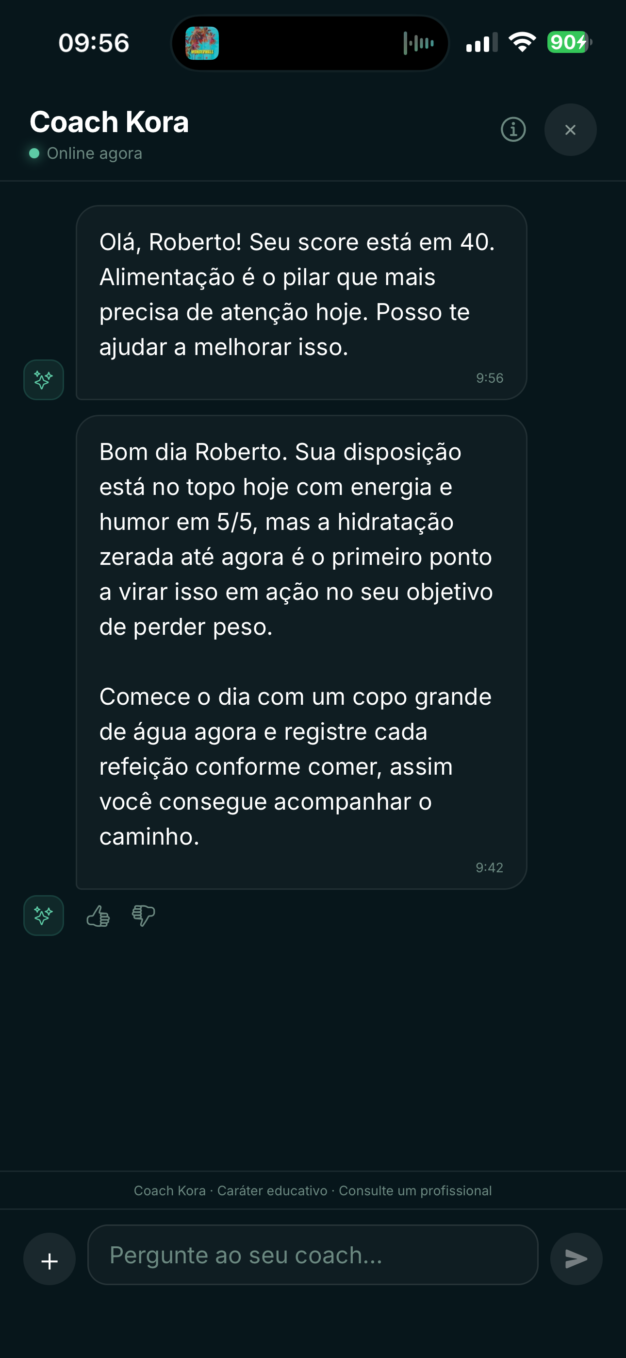 Coach Kora em conversa ativa